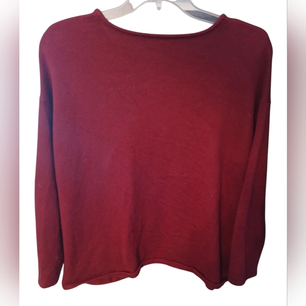Pure Jill Women's Burgndy Long Sleeve Pullover Sweater, 1 Pocket, Size XL - Picture 2 of 3